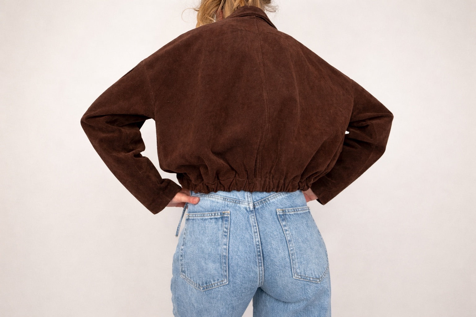 BOMBER SCAMOSCIATO IN PELLE CON TASCHE