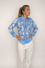 CAMICIA 5 PROGRESS AZZURRA CON RICAMI