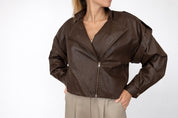 GIACCA HAVEONE IN ECO-PELLE MARRONE