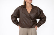 GIACCA HAVEONE IN ECO-PELLE MARRONE