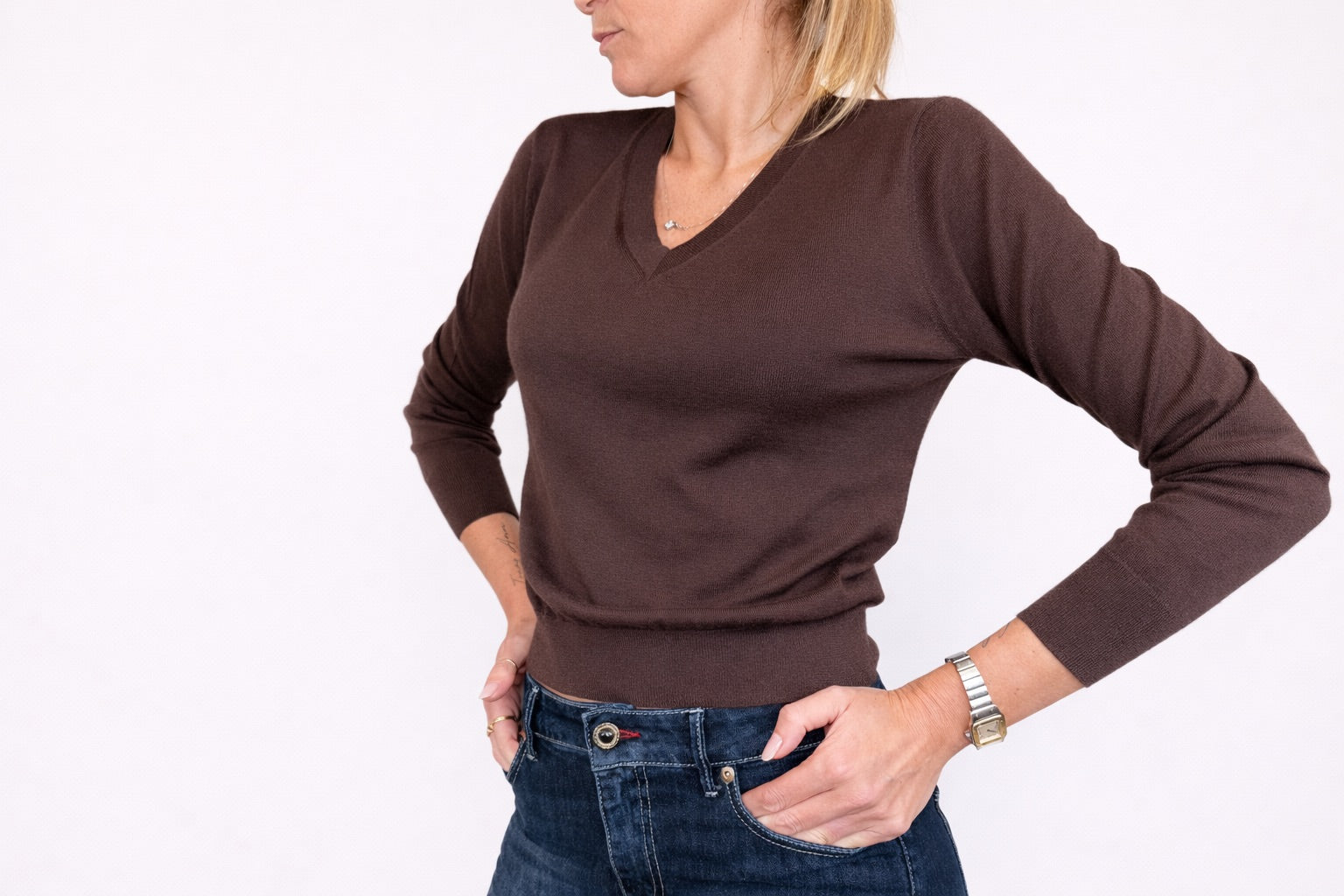 MAGLIONCINO SCOLLO A V SOLO CASHMERE