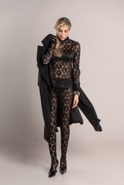 Collant con piede in pizzo