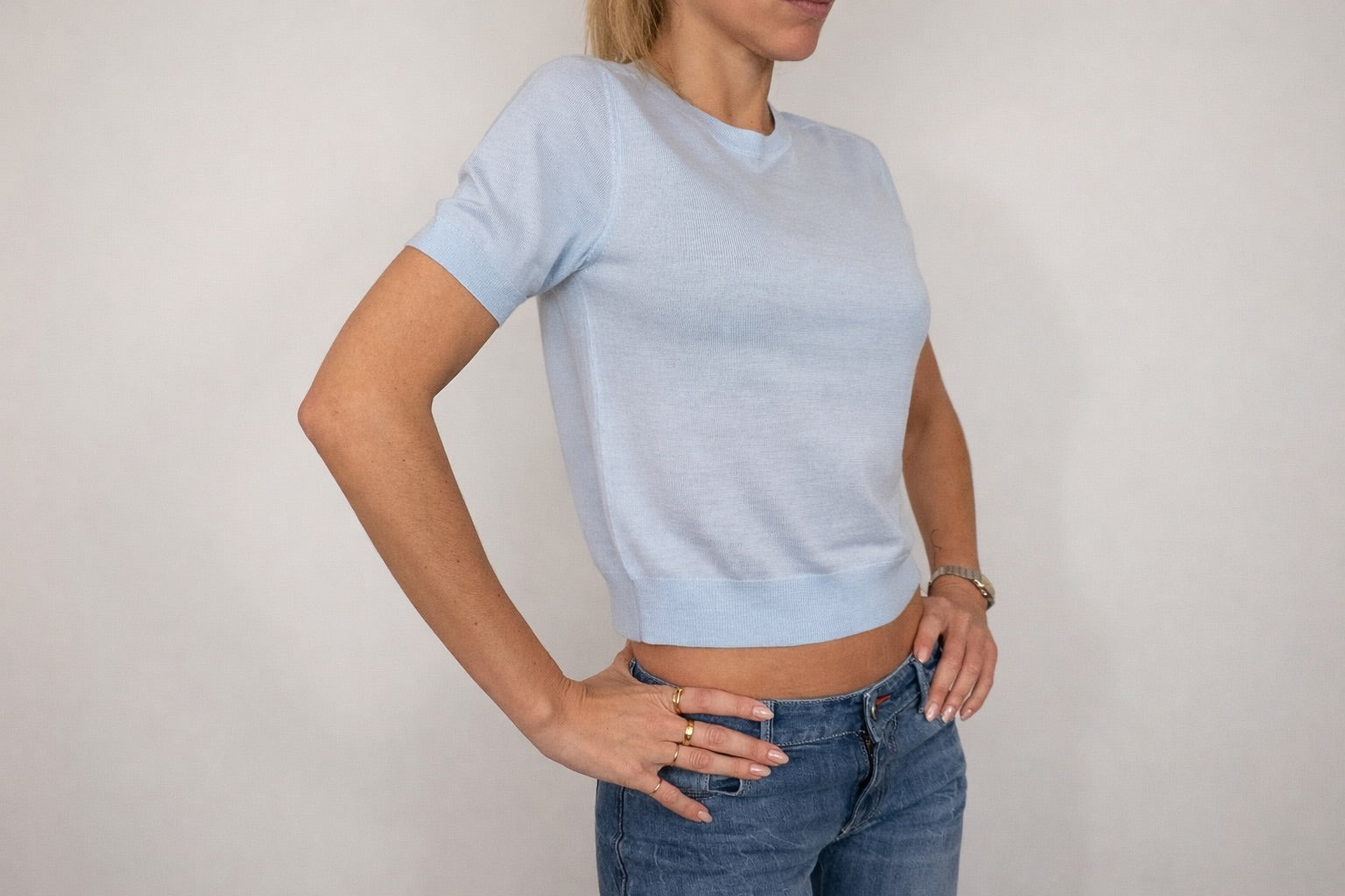 MAGLIA A MANICHE CORTE SOLO CASHMERE