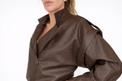 GIACCA HAVEONE IN ECO-PELLE MARRONE