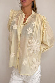CAMICIA 5 PROGRESS GIALLO CREMA CON RICAMI