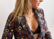 Giacca tartan strass multicolor