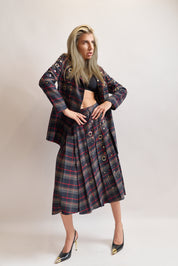 Giacca tartan strass multicolor