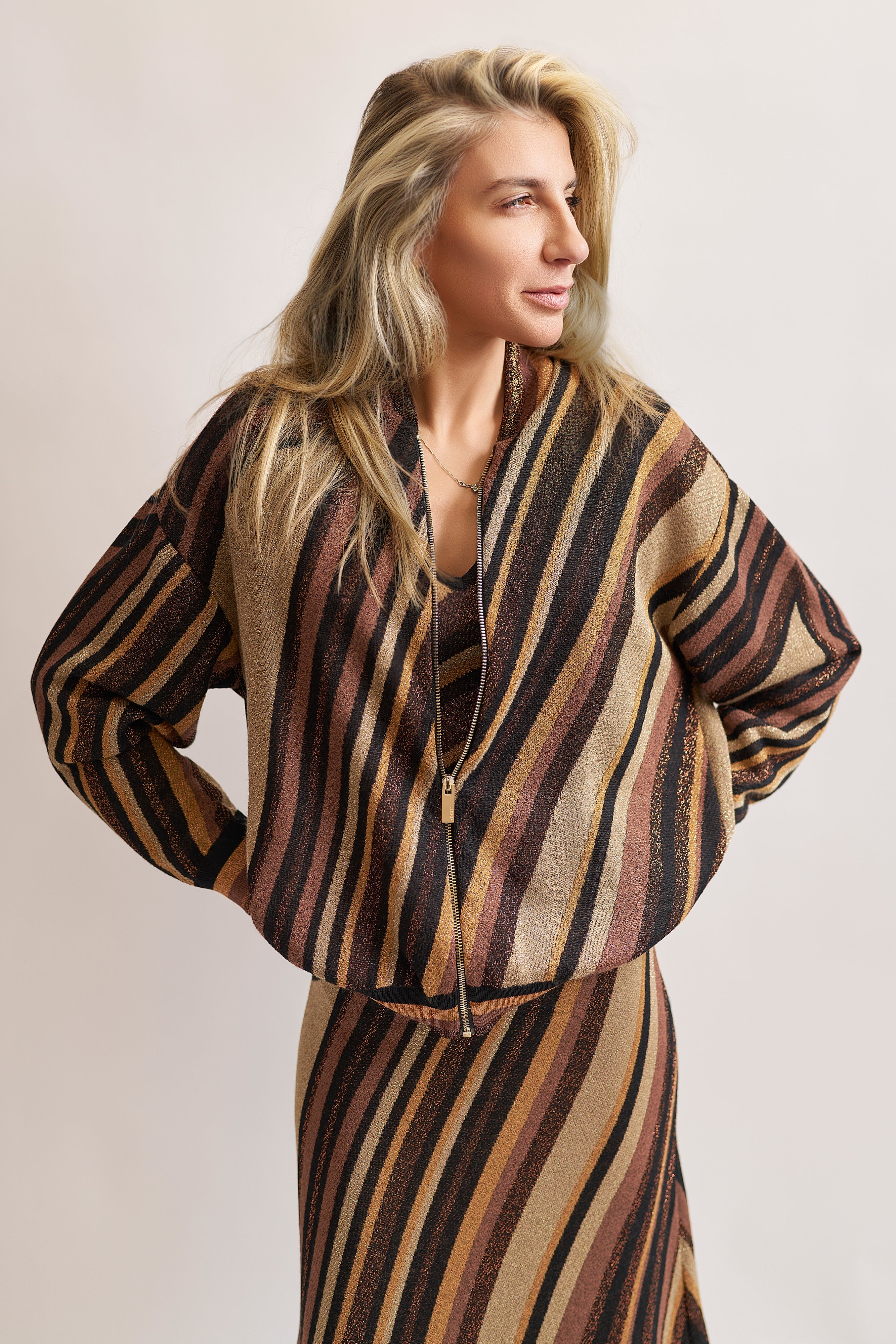 Bomber in maglia lurex