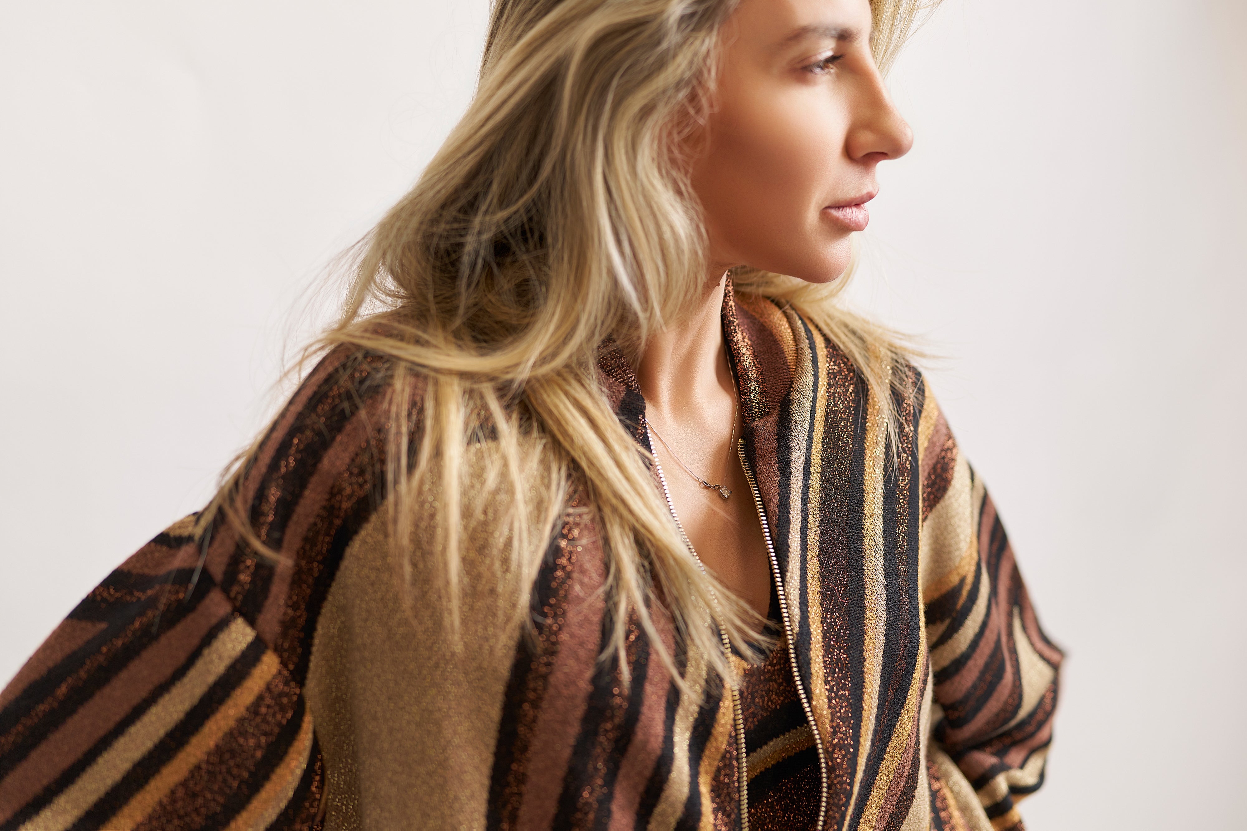 Bomber in maglia lurex