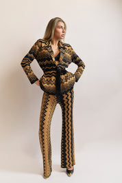 Pantaloni Akep a Zampa in Jacquard