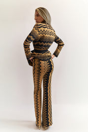 Pantaloni Akep a Zampa in Jacquard