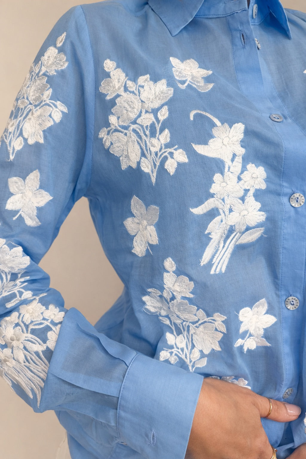CAMICIA 5 PROGRESS AZZURRA CON RICAMI