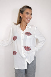 CAMICIA 5 PROGRESS CON STAMPA LABBRA IN STRASS