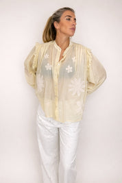 CAMICIA 5 PROGRESS GIALLO CREMA CON RICAMI