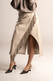 Gonna in ecopelle panna