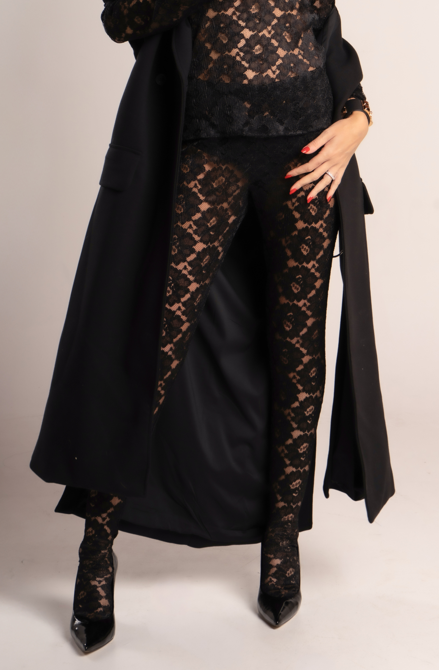 Collant con piede in pizzo