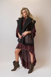Gilet in ecopelle con interno in pelliccia