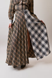 Gonna lunga a pieghe Check Akep