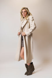 Cappotto spigato panna con paillettes