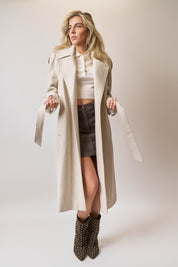 Cappotto spigato panna con paillettes