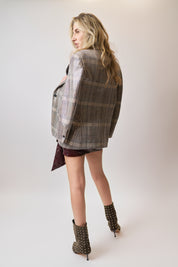 Blazer tartan in paillettes